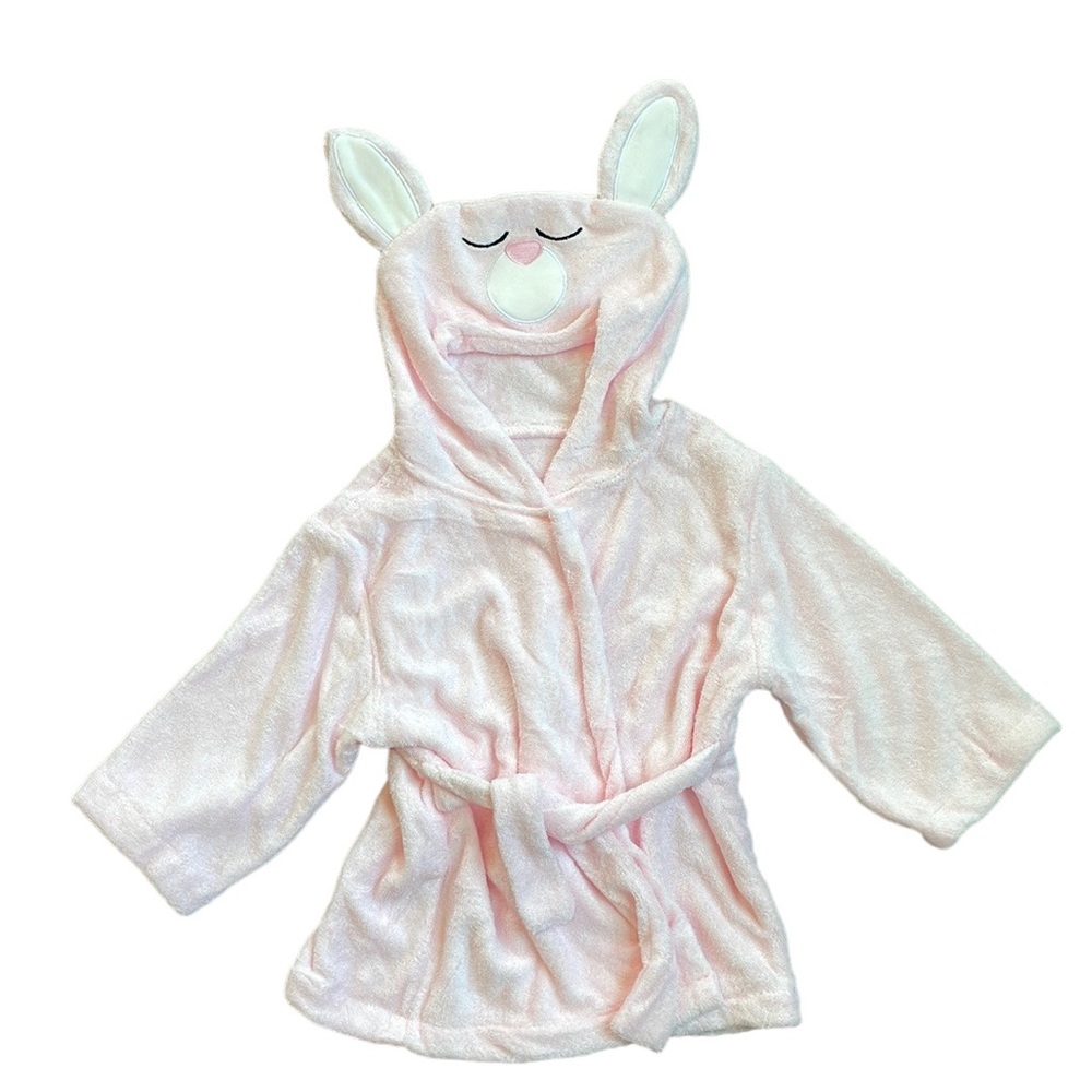 NEW HipHop Panda Premium Bamboo Baby Girl Bathrobe Pink Rabbit—Baby Girl 0-9M